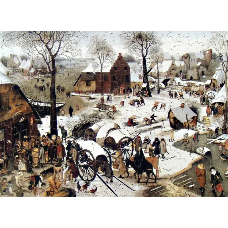 Handgeschnittenes Holzpuzzle - Brueghel: Volkszählung Zu Bethlehem