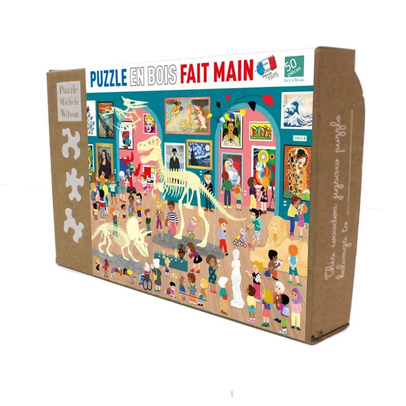 Handgeschnittenes Holzpuzzle - Visite Au Musée