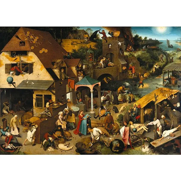 Handgeschnittenes Holzpuzzle - Brueghel: Flämische Sprichwörter