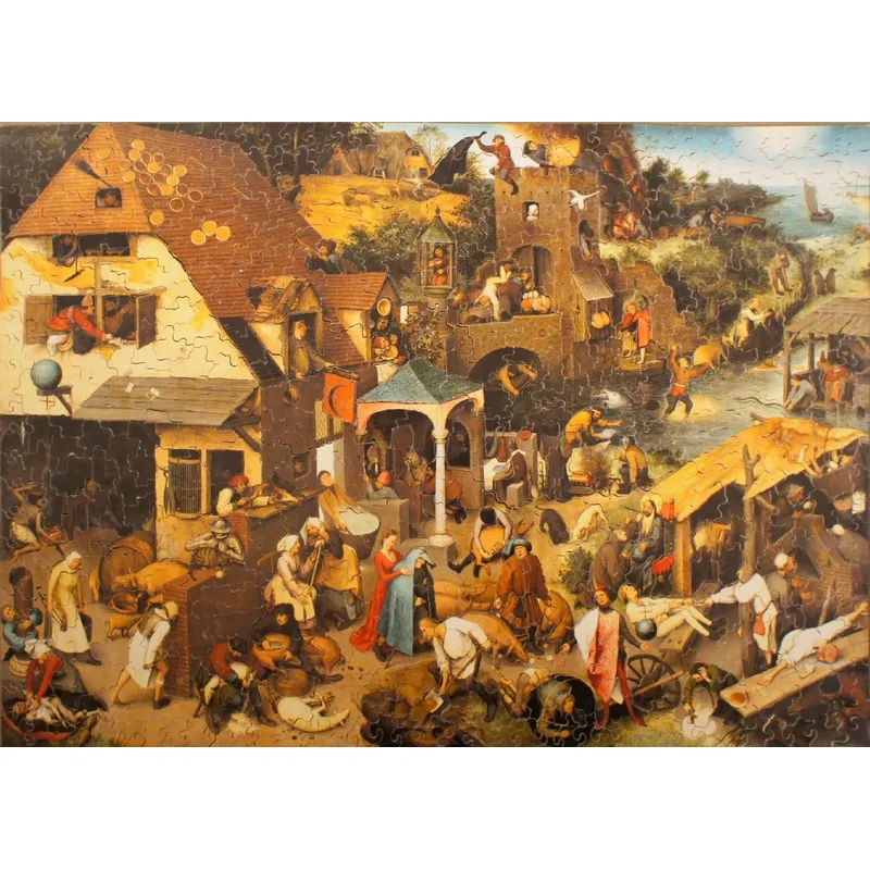Handgeschnittenes Holzpuzzle - Brueghel: Flämische Sprichwörter