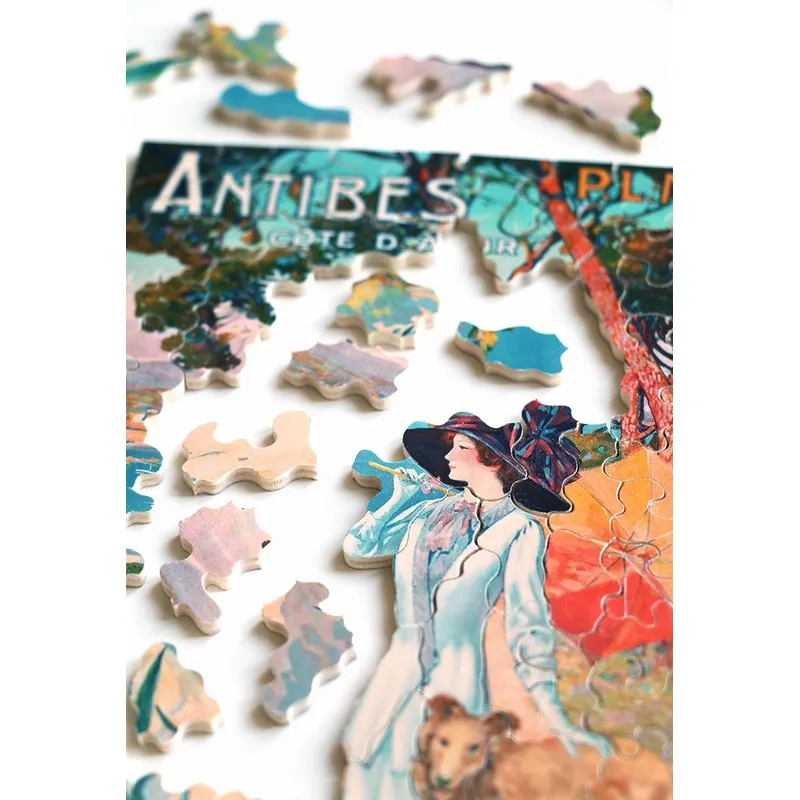 Handgeschnittenes Holzpuzzle - Plm-Poster: Antibes