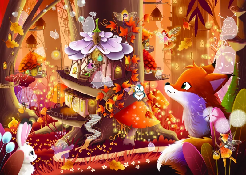 Hand-cut wooden puzzle - Fairy House