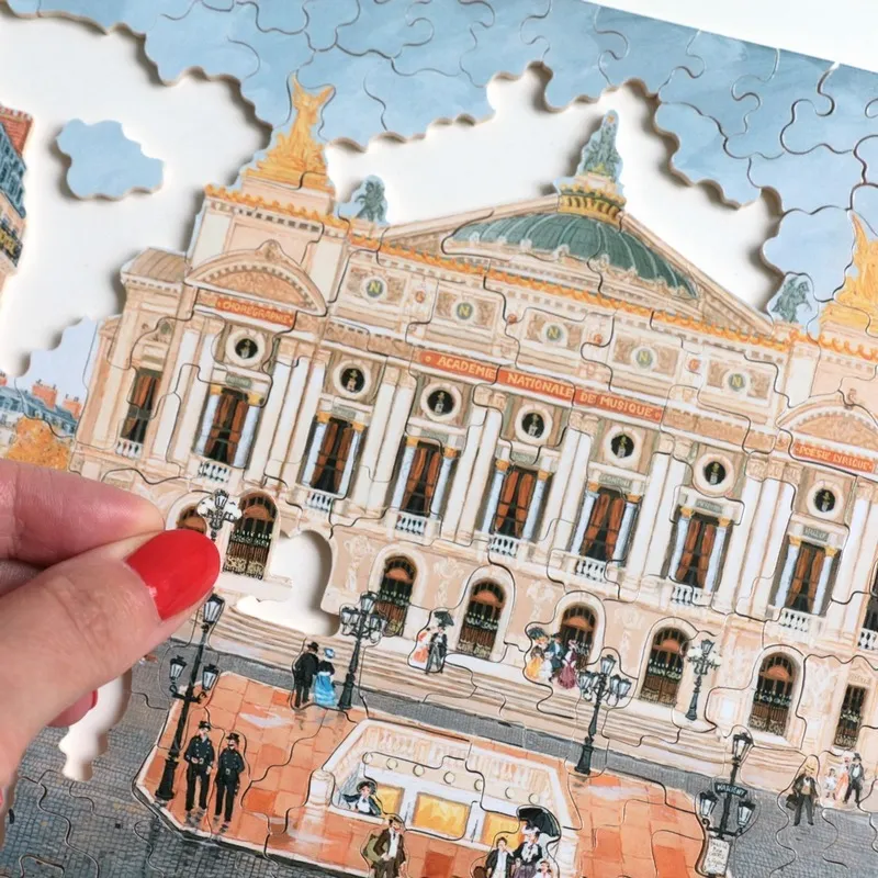 Hand-cut wooden puzzle - Place De L'Opéra