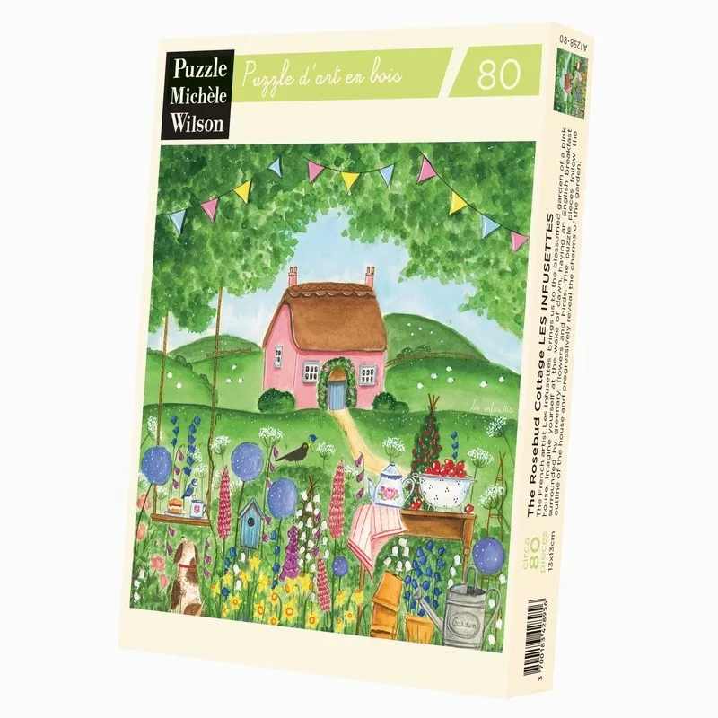 Hand-cut wooden puzzle - The Rosebud Cottage