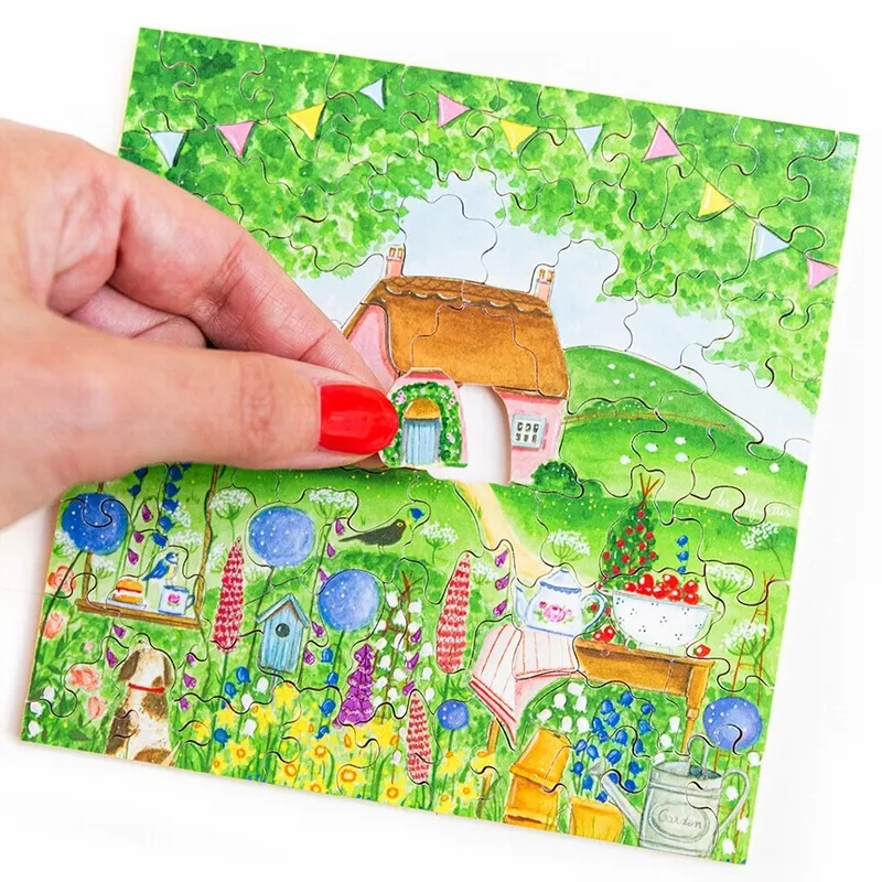 Hand-cut wooden puzzle - The Rosebud Cottage