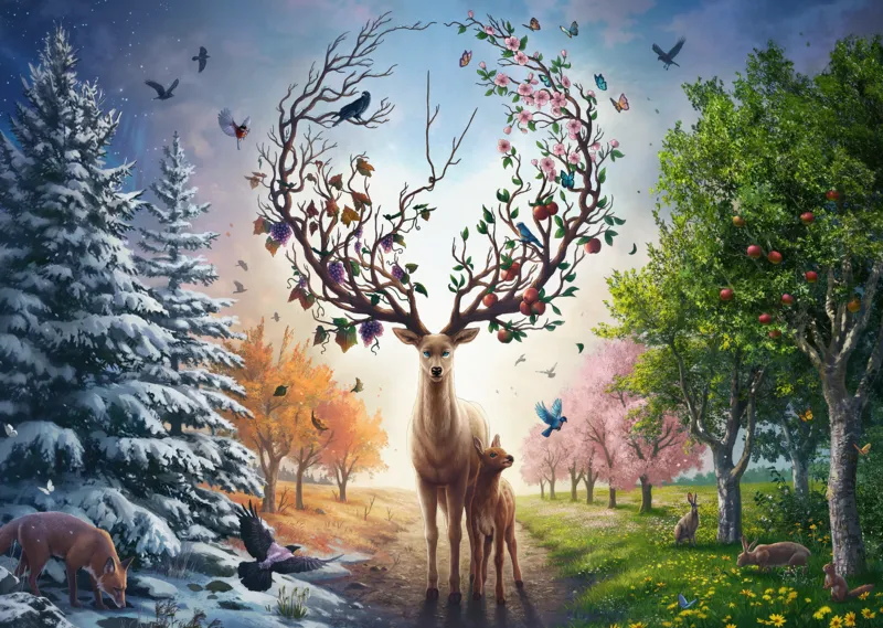 The Magical Stag and the Four Seasons