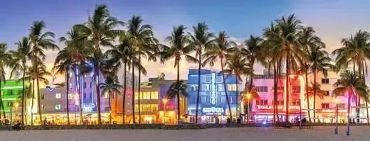 Panoramic Puzzle - Night Lights On Ocean Drive