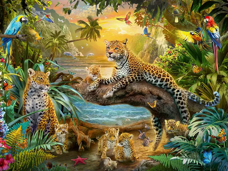 Leopard family in the jungle