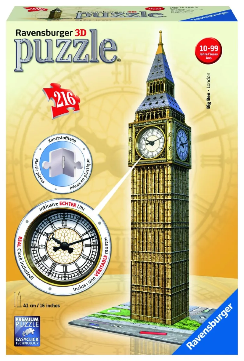 3D Jigsaw Puzzle - Big Ben with Clock - Ravensburger - 216 piece…