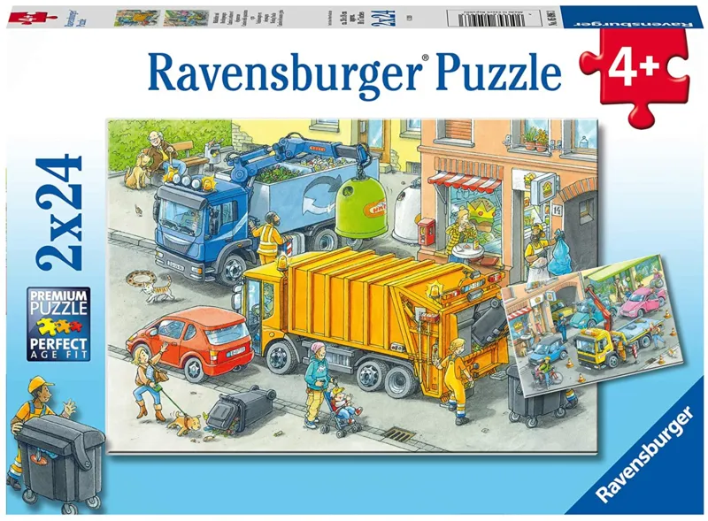 2 Puzzles - Rubbish Collection And Tow Truck
