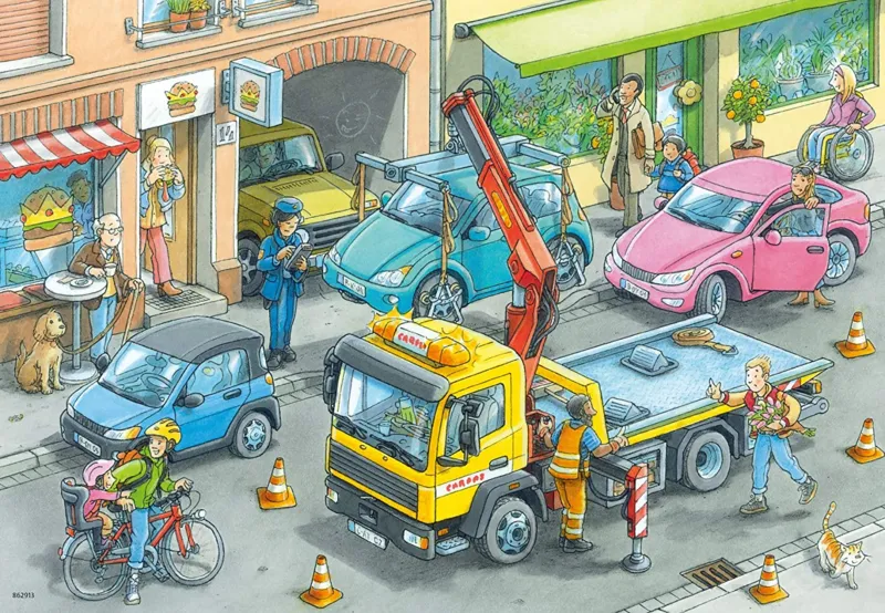 2 Puzzles - Rubbish Collection And Tow Truck