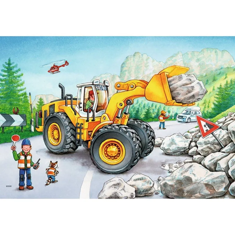 2 Jigsaw Puzzles - Excavators and Forest Tractor