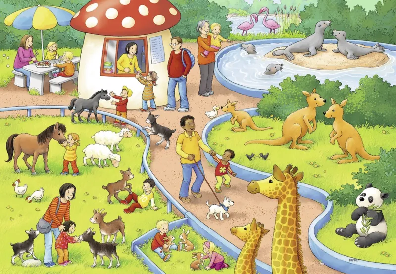 2 Jigsaw Puzzles - A Day in the Zoo