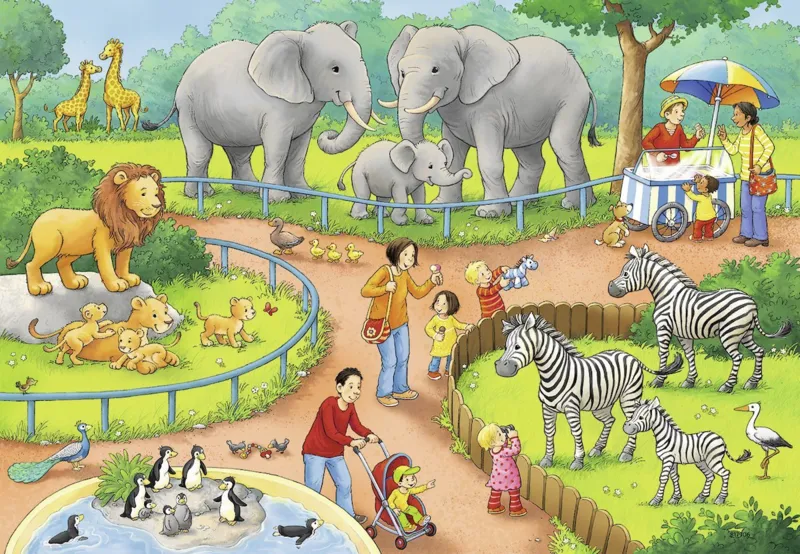 2 Jigsaw Puzzles - A Day in the Zoo