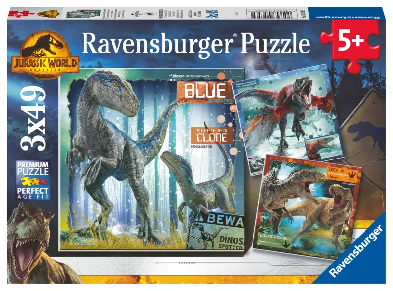 3 Puzzles 49 Pieces - T-Rex Jurassic World 3