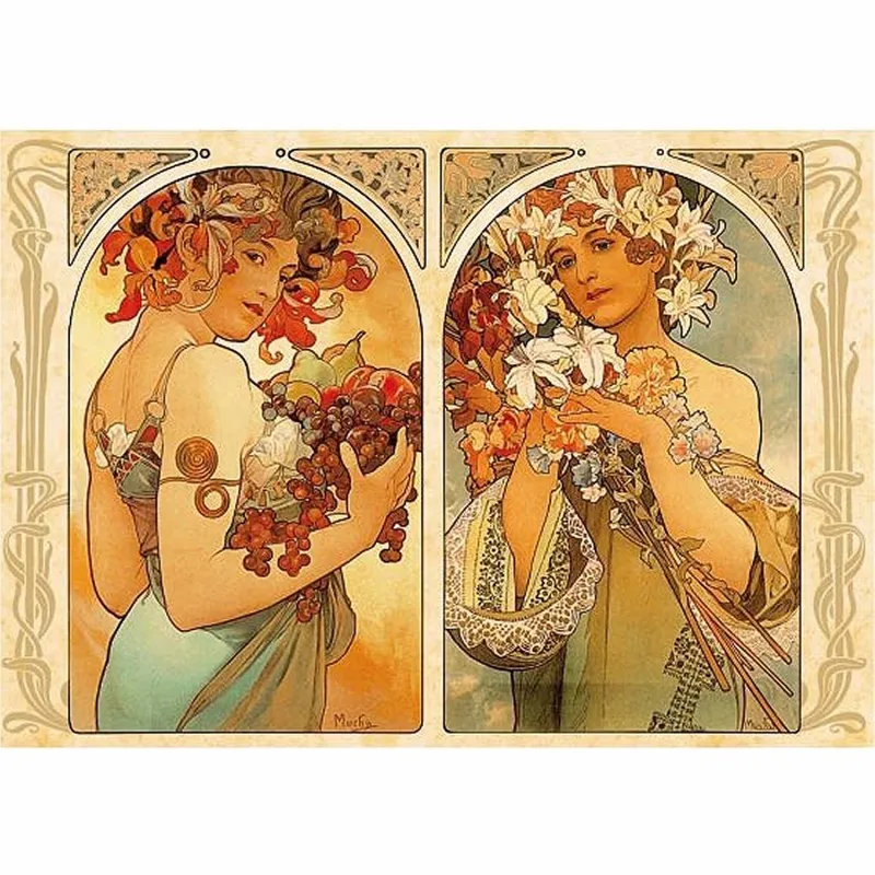 Jigsaw Puzzle - 1000 Pieces - Alphonse Mucha : Fruit and Flower Dyptich