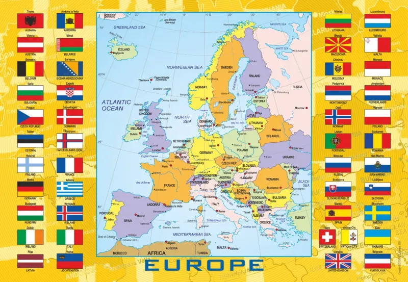 European Map with Flags