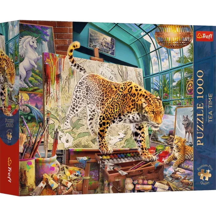 Tea Time - Leopards in the Painting Studio