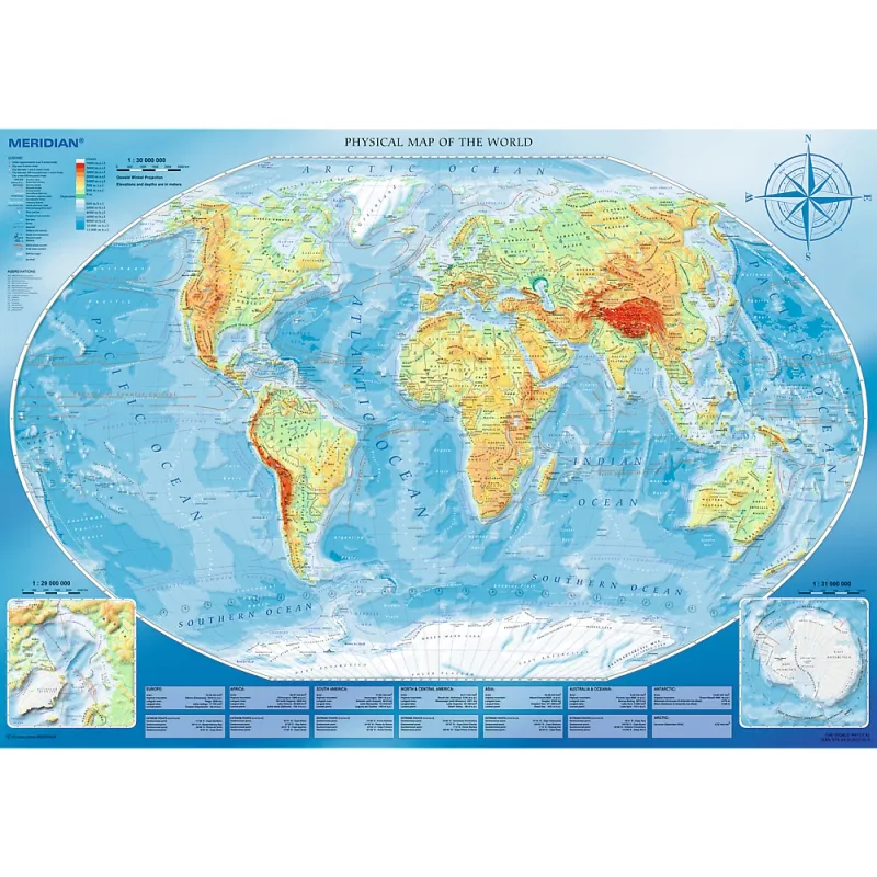 Large Physical Map of the World