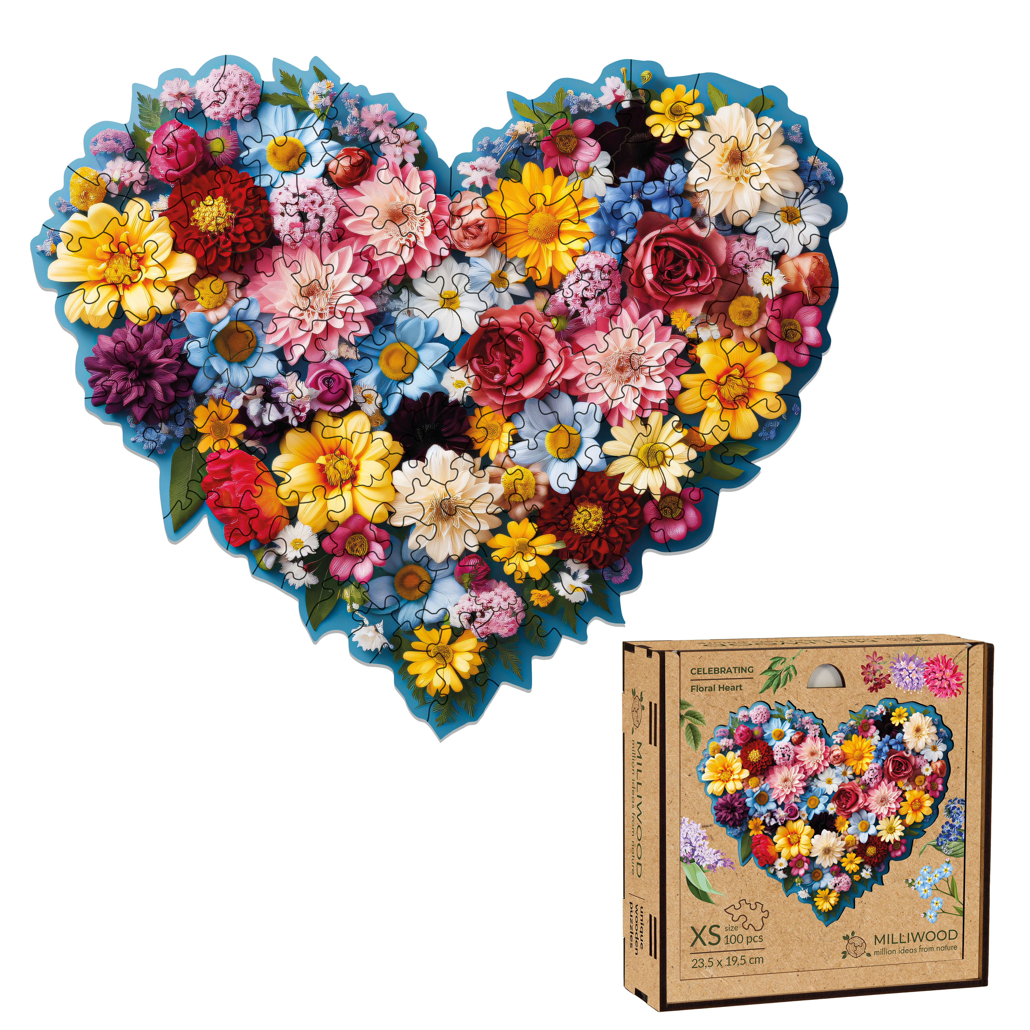 Wooden Puzzle - Floral Heart