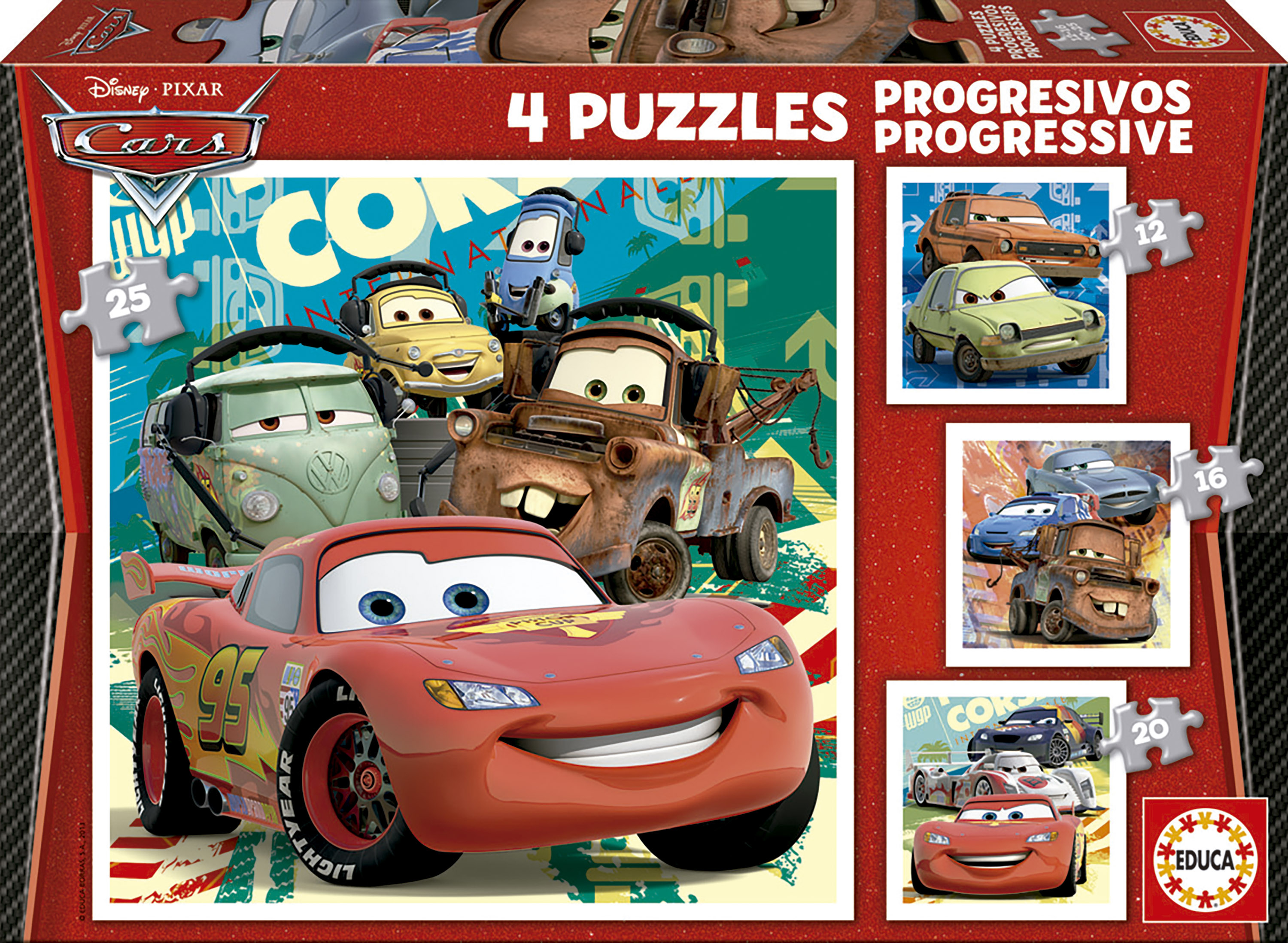 4 Progressive Jigsaw Puzzles - 12 to 25 Pieces - Disney Cars 2