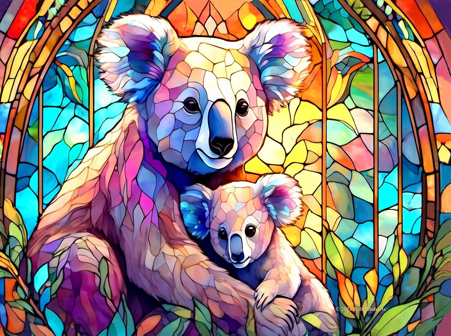 Stained Glass Zoo - Koalas