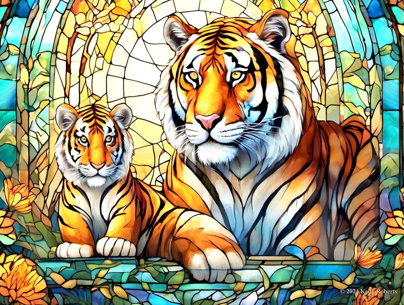 Stained Glass Zoo - Tigers