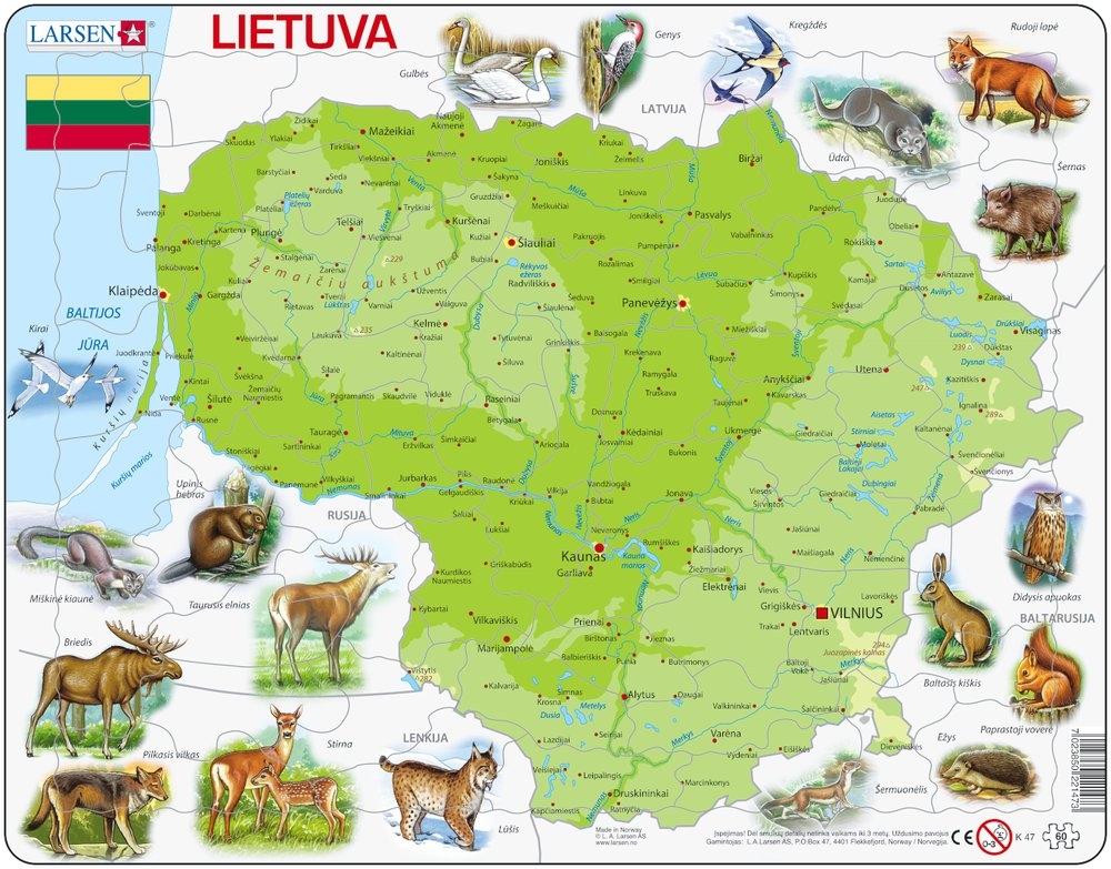Frame Puzzle - Physical Map of Lithuania