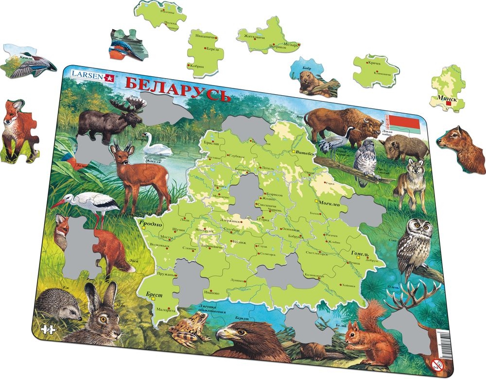 Frame Puzzle - Frame Jigsaw Puzzle - Map and Fauna of Belarus (Russian)