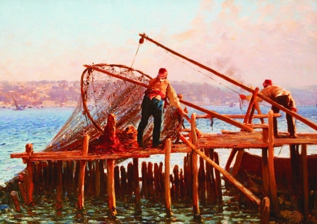 Fausto Zonaro: Fishermen Bringing in the Catch