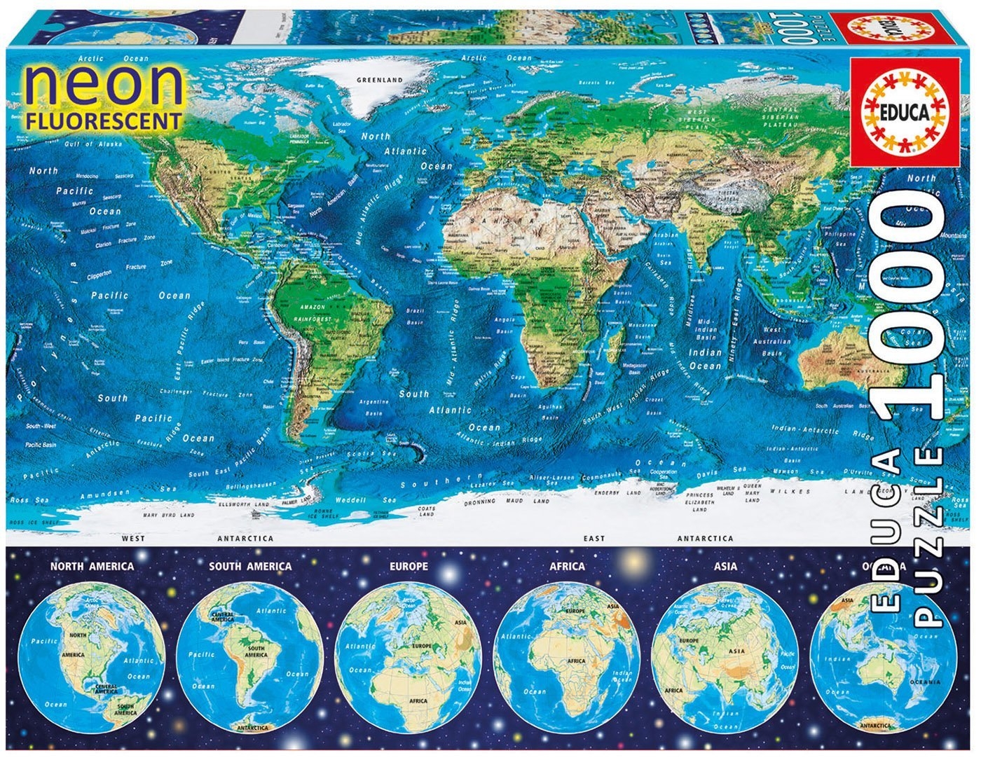 Neon Jigsaw Puzzle - World Map