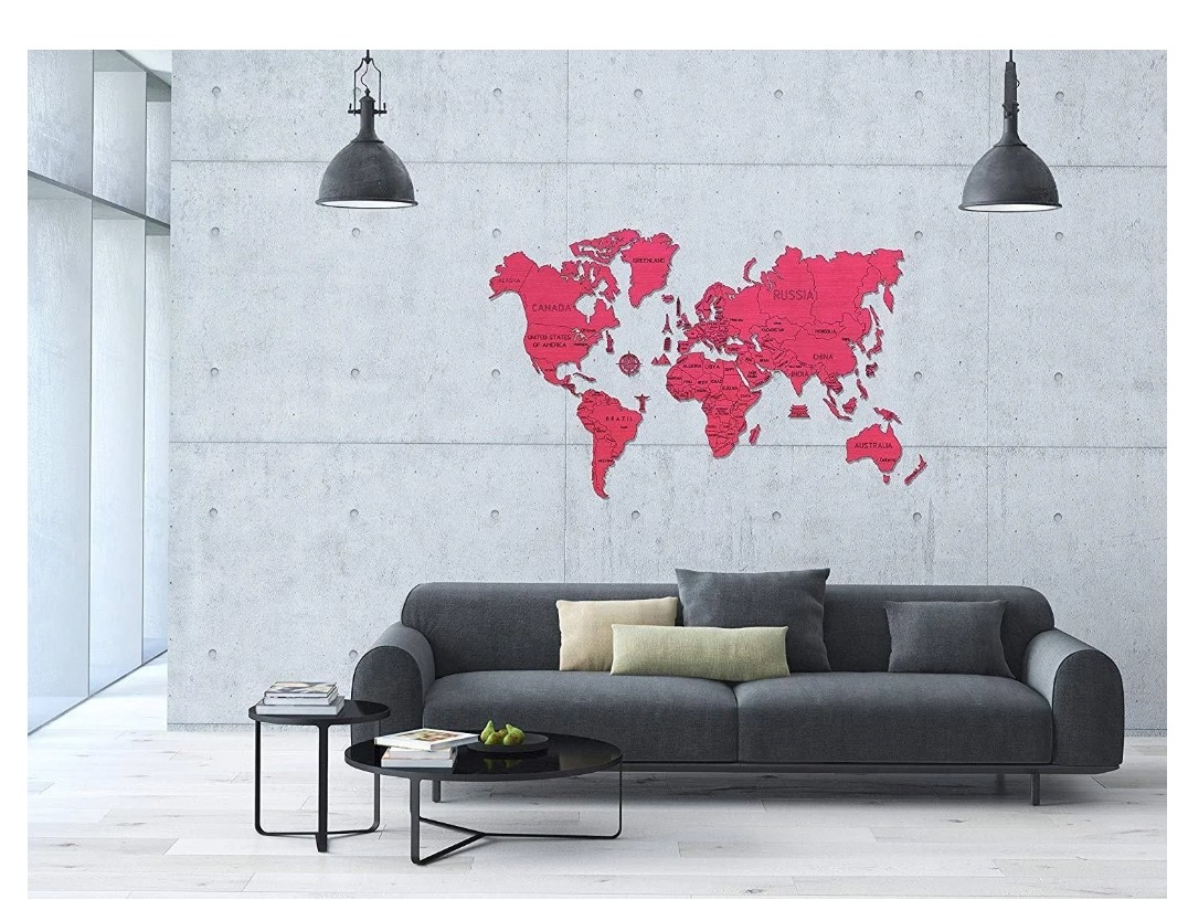 Wooden Puzzle - World Map XXL (Coral)