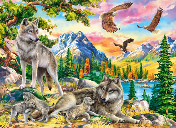 Wolf Family and Eagles