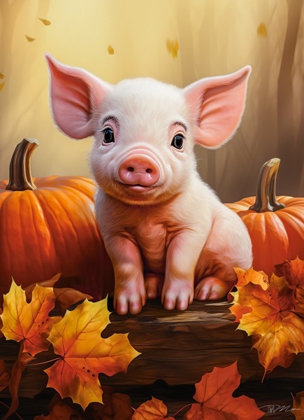Cute Fall Piglet