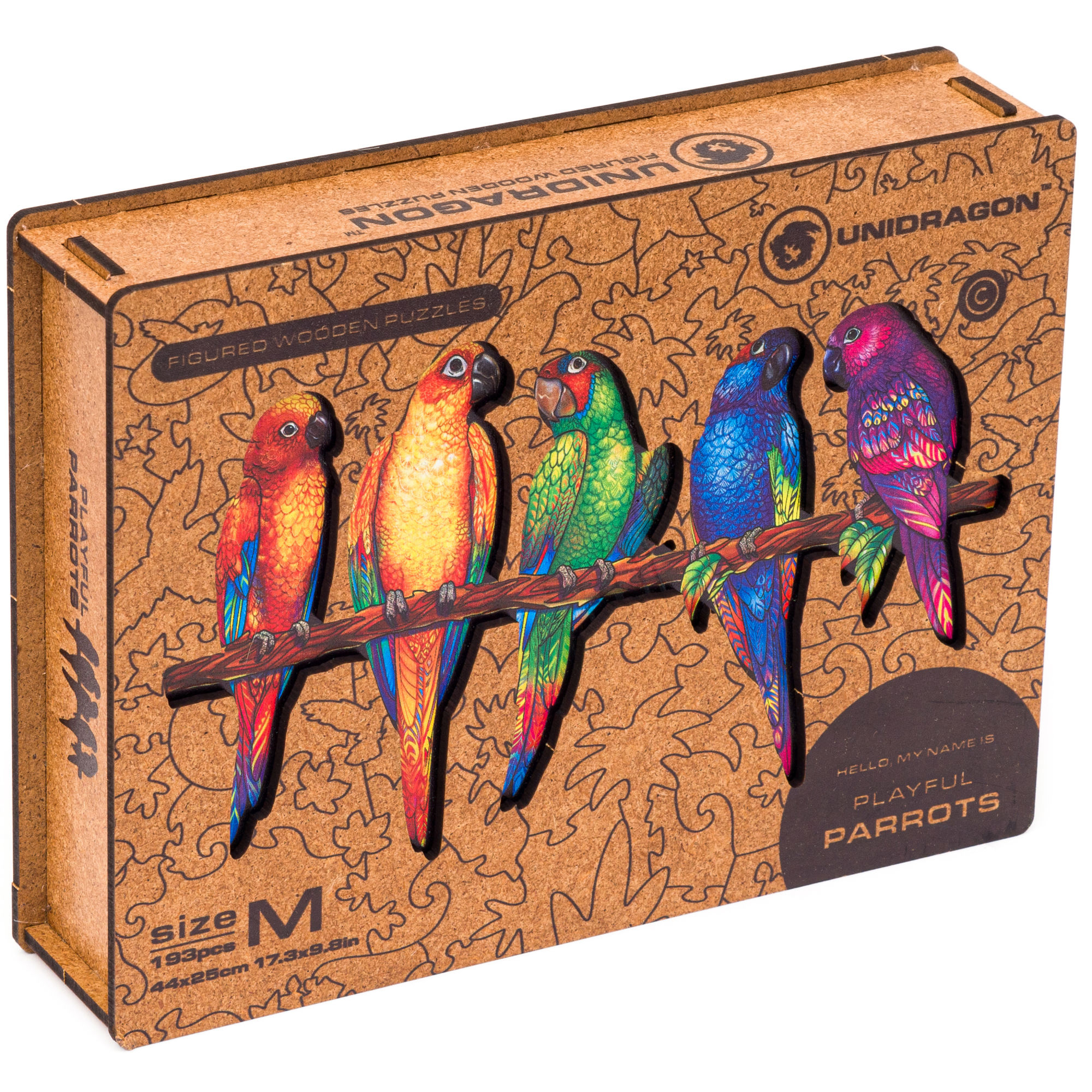 Playful Parrots - Size M - Unidragon - 193 pieces | jigsawpuzzle…