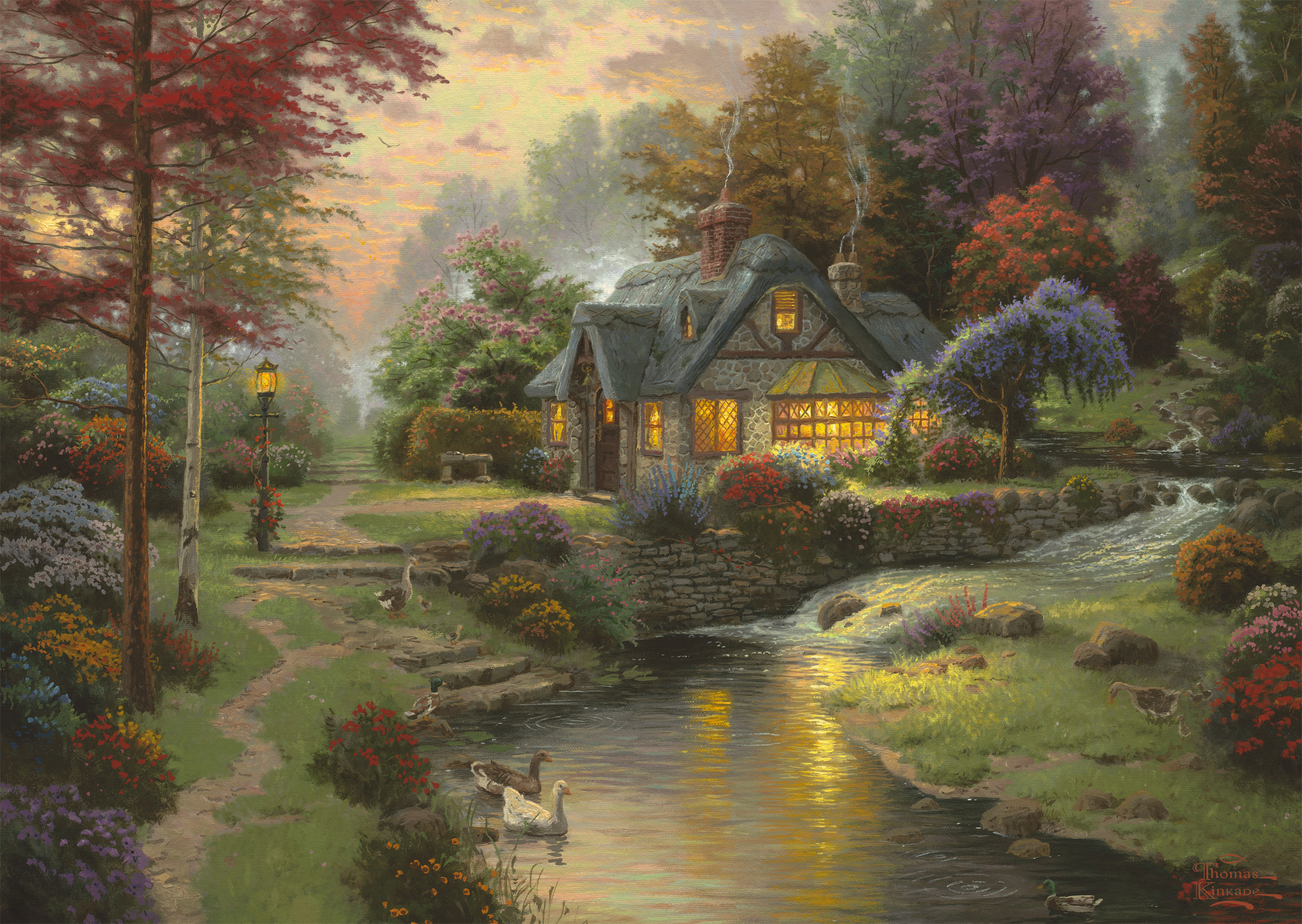 Thomas Kinkade: Peaceful evening