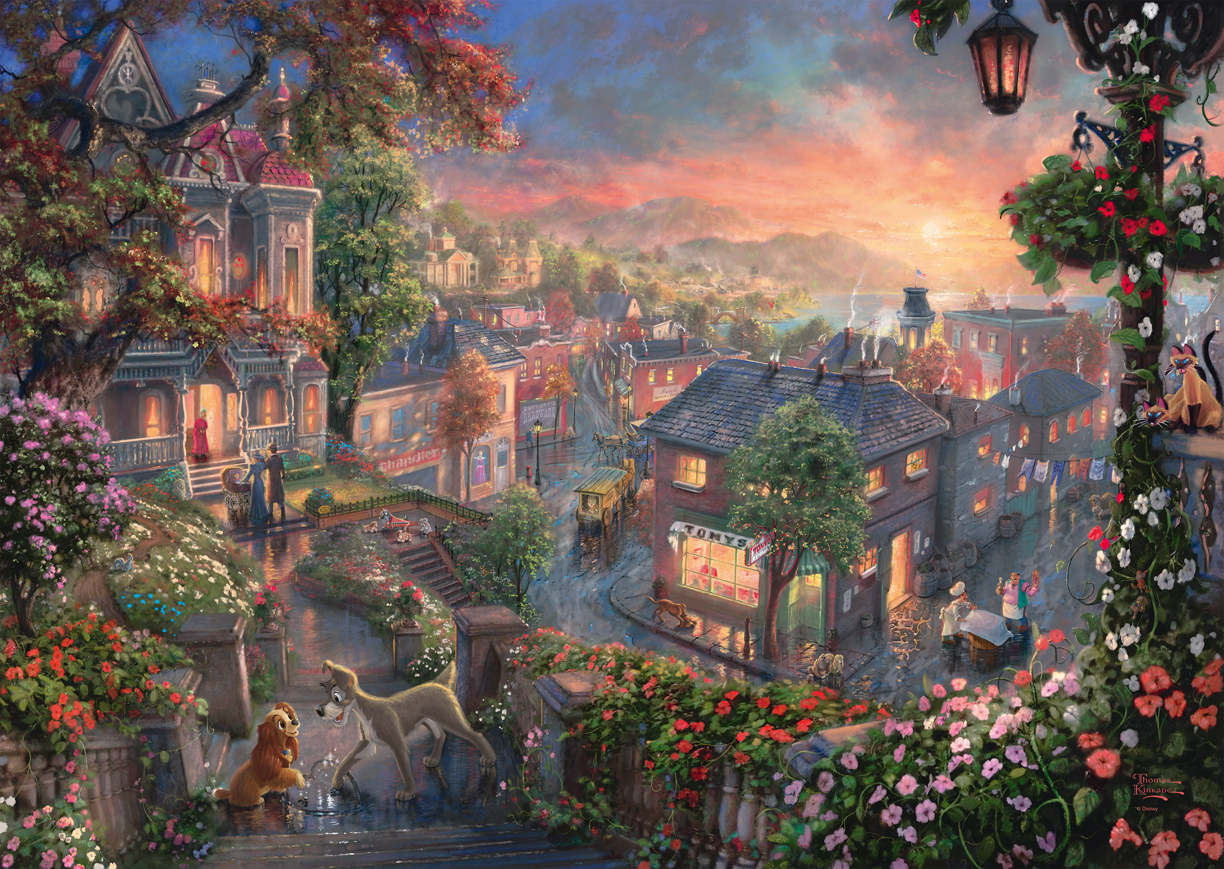Thomas Kinkade - Disney - Beauty and the Tramp