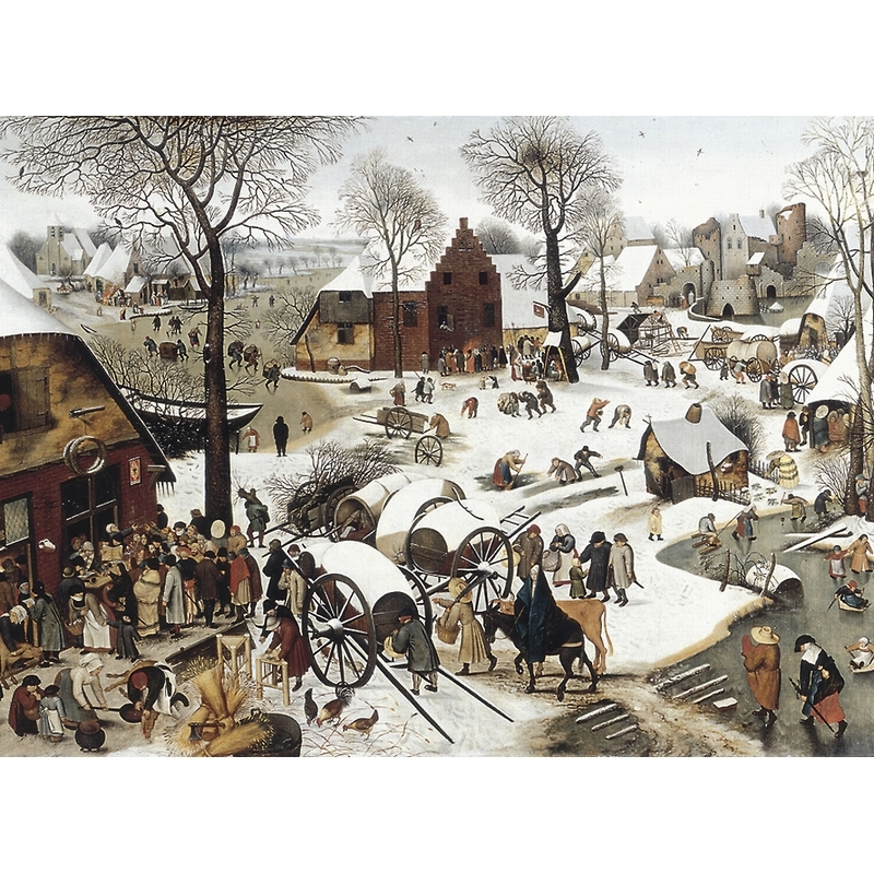 Handgeschnittenes Holzpuzzle - Brueghel: Volkszählung Zu Bethlehem