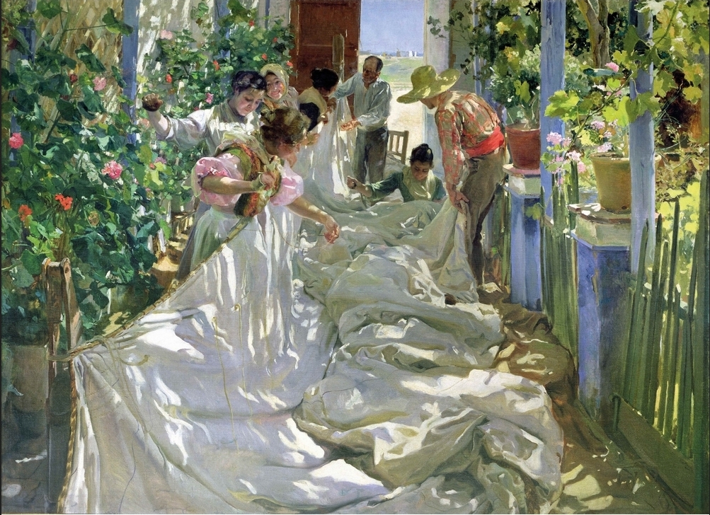 Handgeschnittenes Holzpuzzle - Joaquin Sorolla: Ausbessern Der Segel