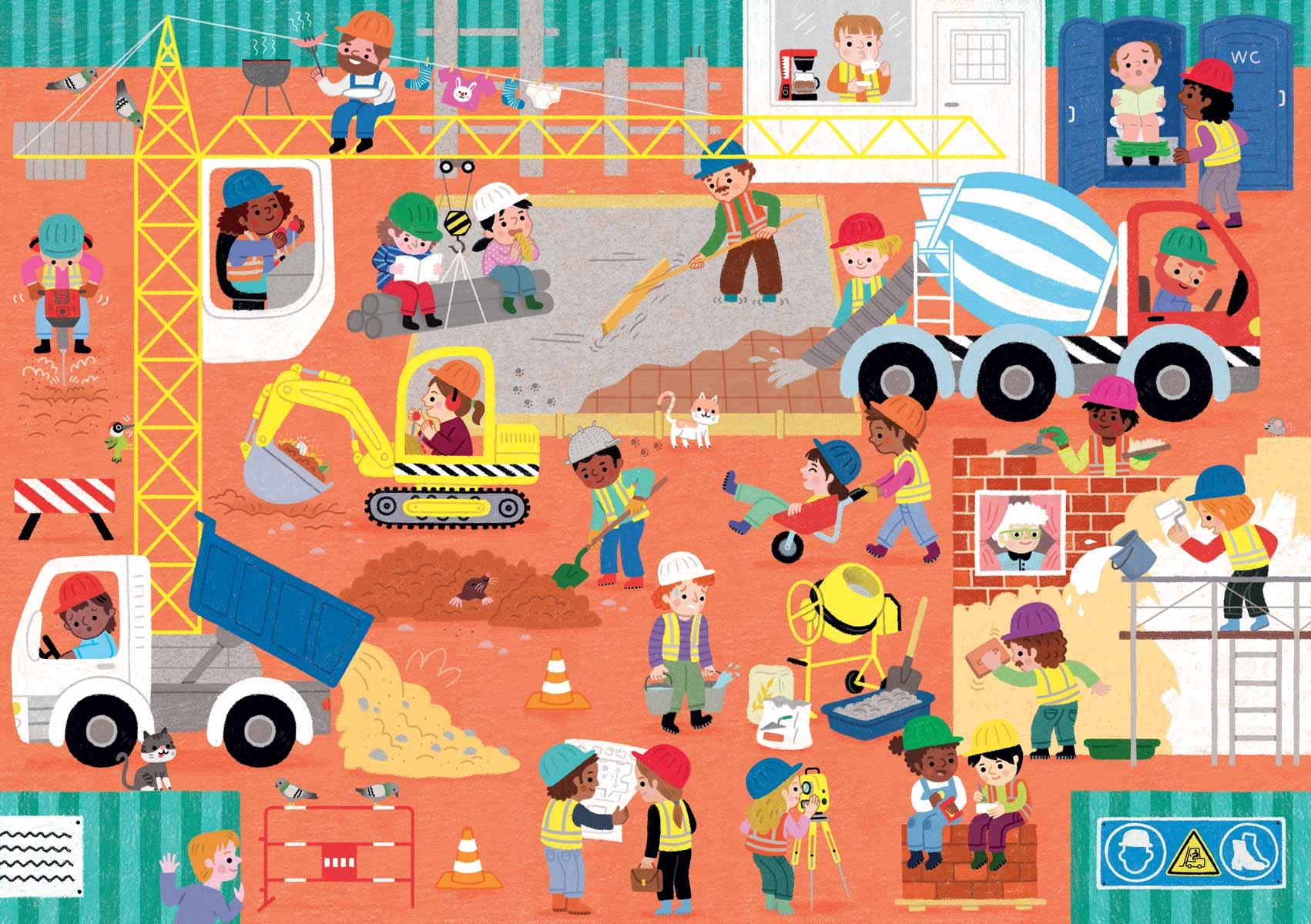 Hand-cut wooden puzzle - The Construction Site