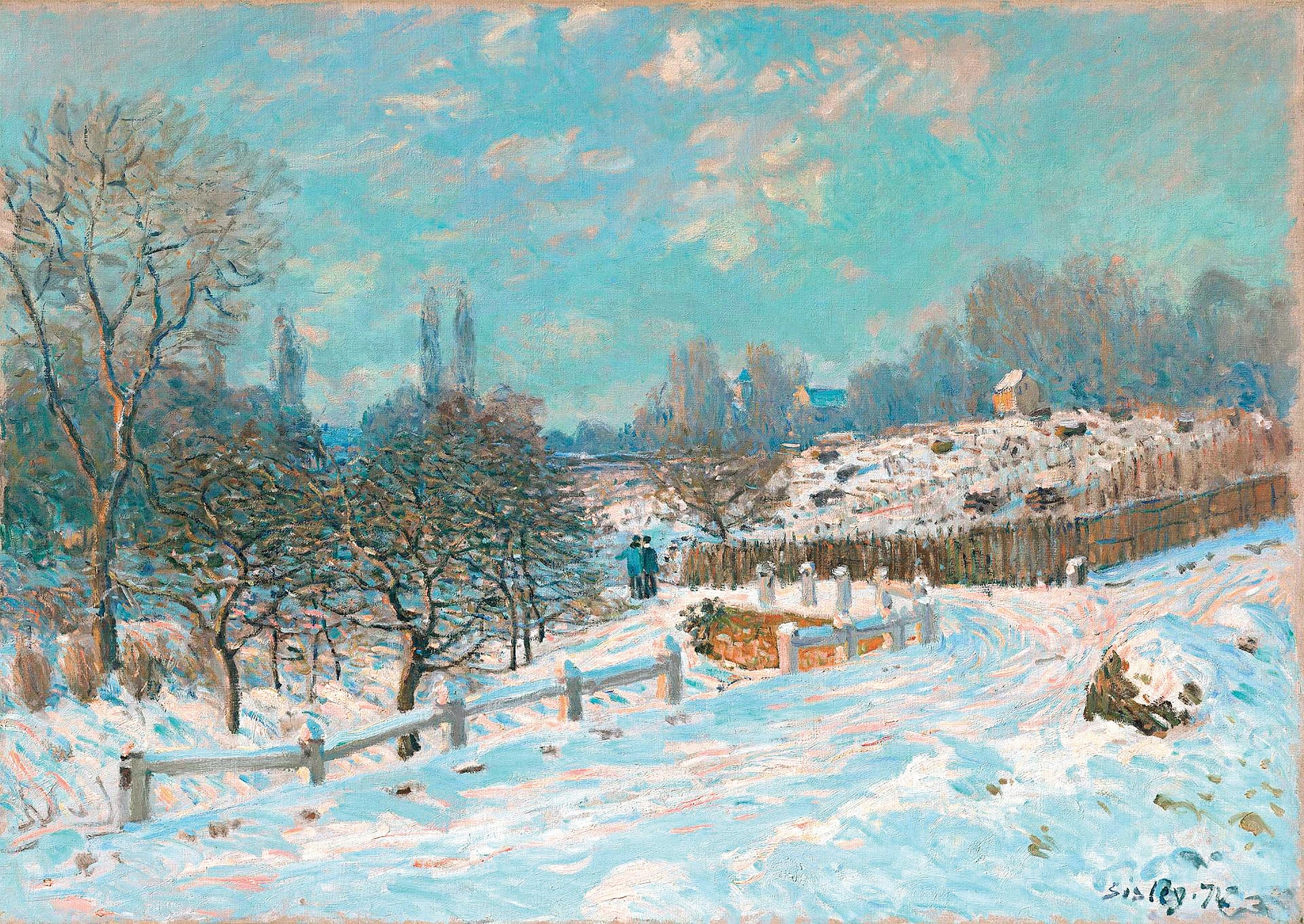 Hand-cut wooden puzzle - Snowy Rue De Louveciennes