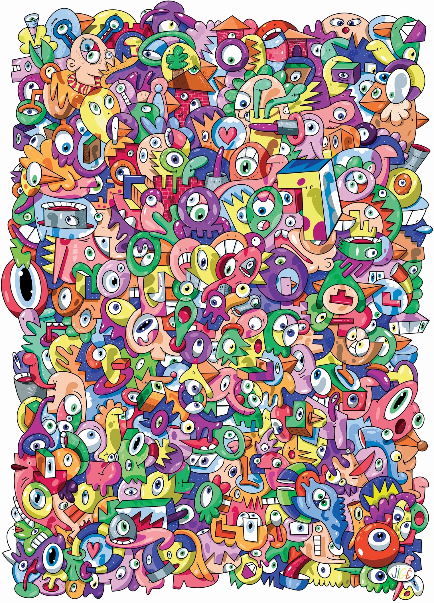 Hand-cut wooden puzzle - Weirdo