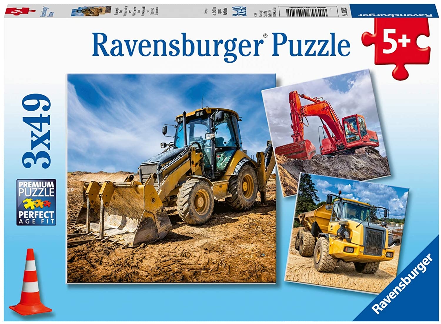 Puzzle 3 Puzzles - Construction Vehicles in use - 49 pièces ...