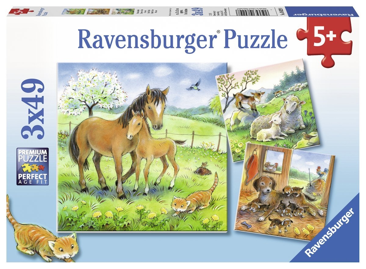 3 Jigsaw Puzzles - Cuddling - Ravensburger - 49 pieces | jigsawp…