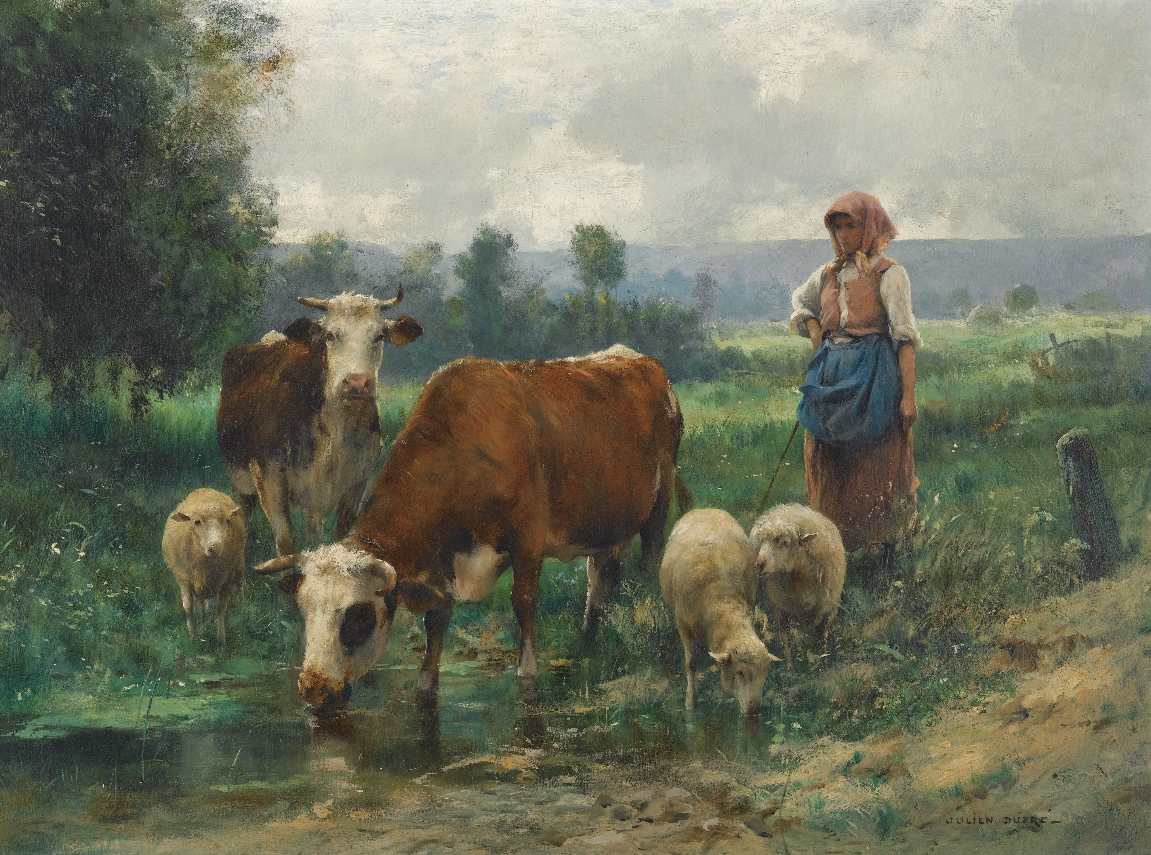 Julien Dupré: A Shepherdess with her Flock