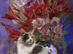 XXL Pieces - Cats and Flowers four Chinoiserie