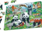 Frame Puzzle - Panda Bear Family on a China Mountain Plateau