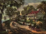 Poster Currier & Ives: A Home on the Mississippi, 1871