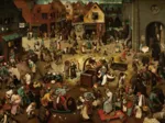 Brueghel Pieter: Der Kampf zwischen Karneval und Fasten, 1559