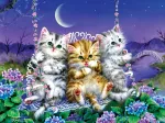 Kittens Swinging in the Moonlight